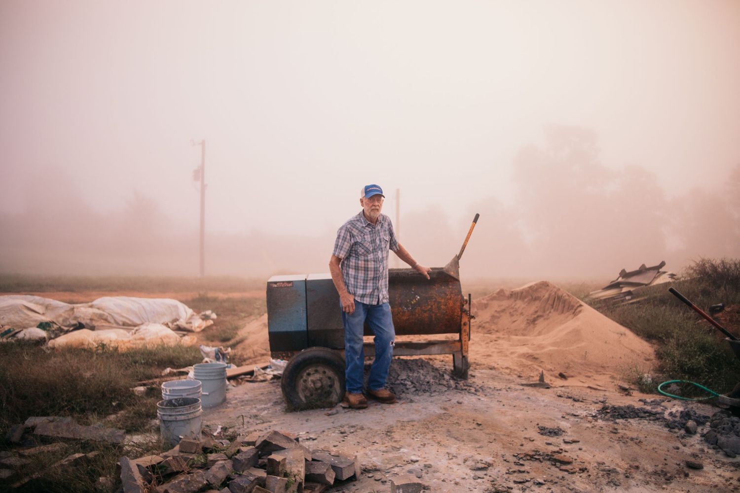 man standing in construction zone