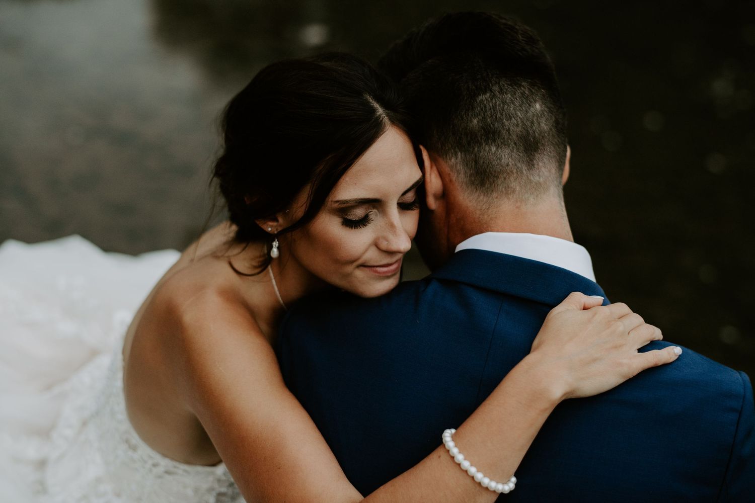 bride hugs groom
