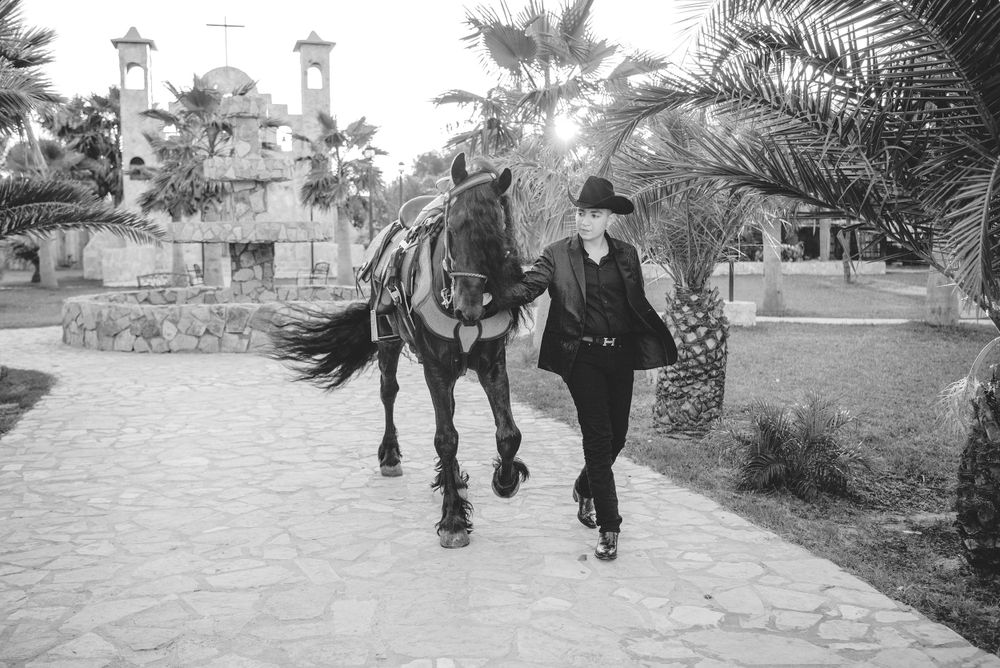 man taking a horse for a walk. Edinburg Texas