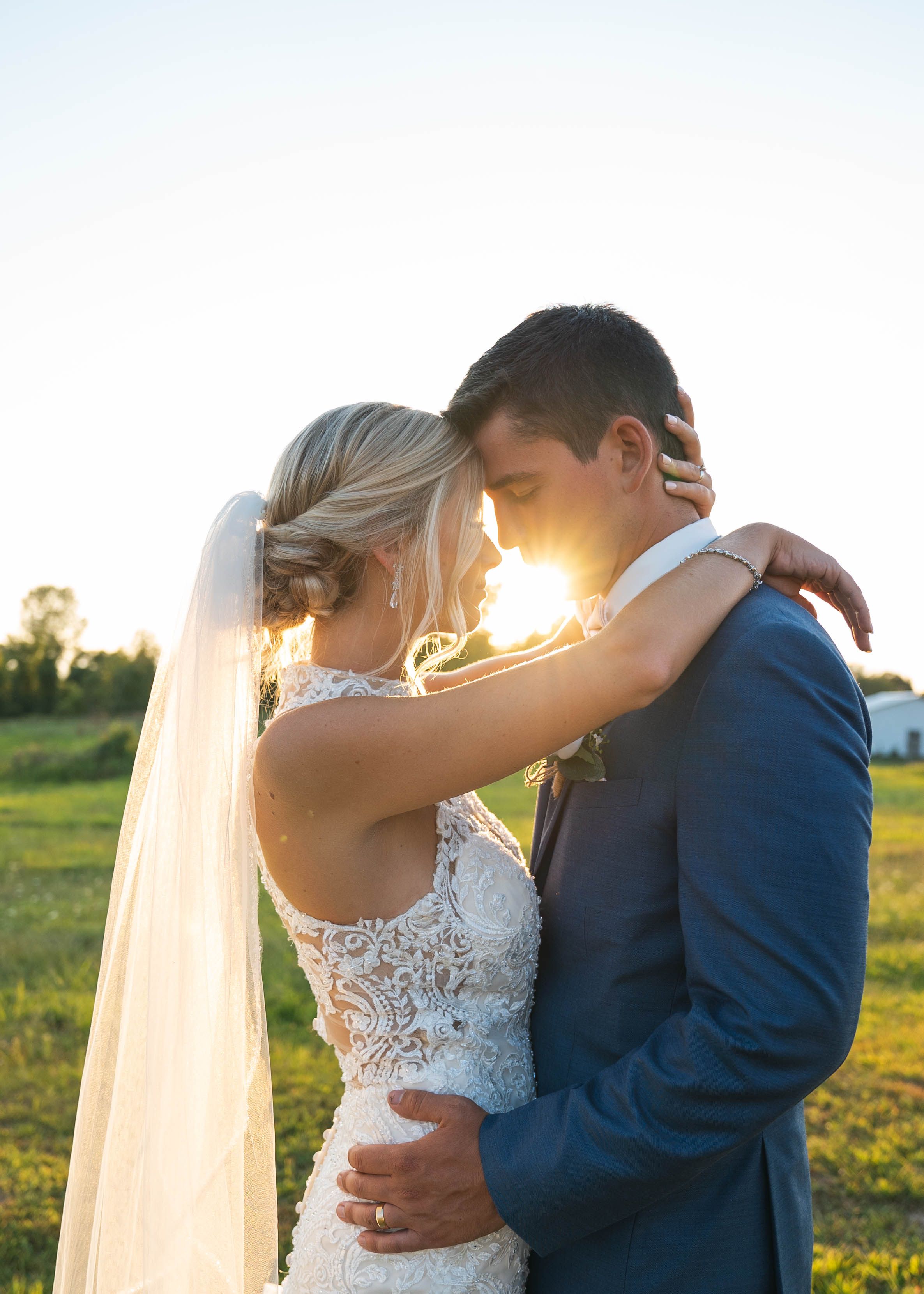 Magic Hour Portraits West Michigan Wedding Photography. Bride and Groom Wedding Poses. Intimate Portrait Photography.