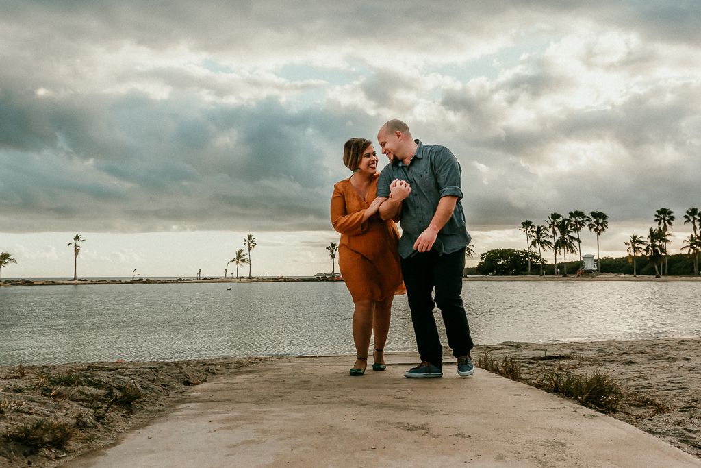 Couple walking near the beach