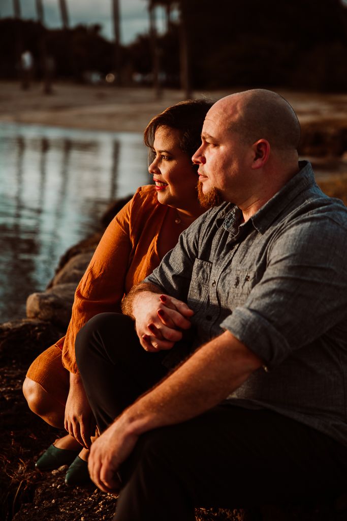 Couple looking at the sunset