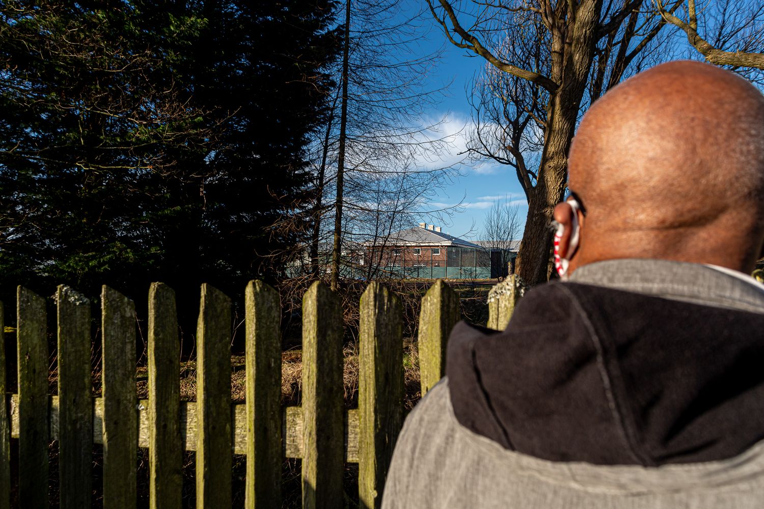 Campaigner looking across to the Hassockfield prison aka 'Derwentside IRC'