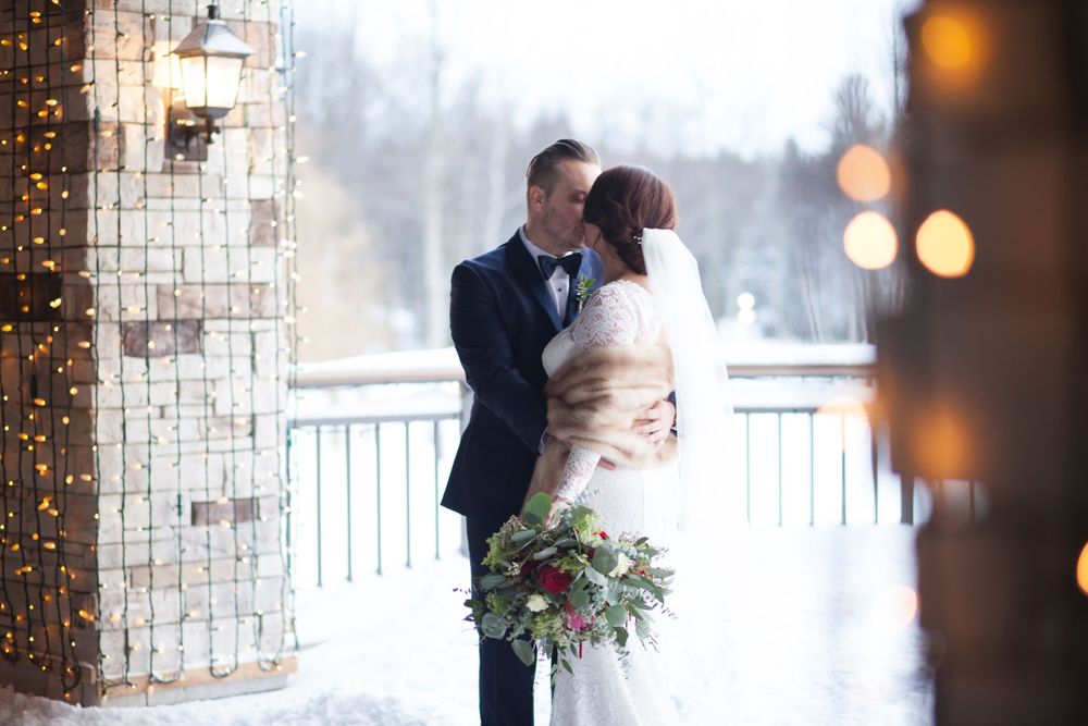 Mariage hivernal, couple.