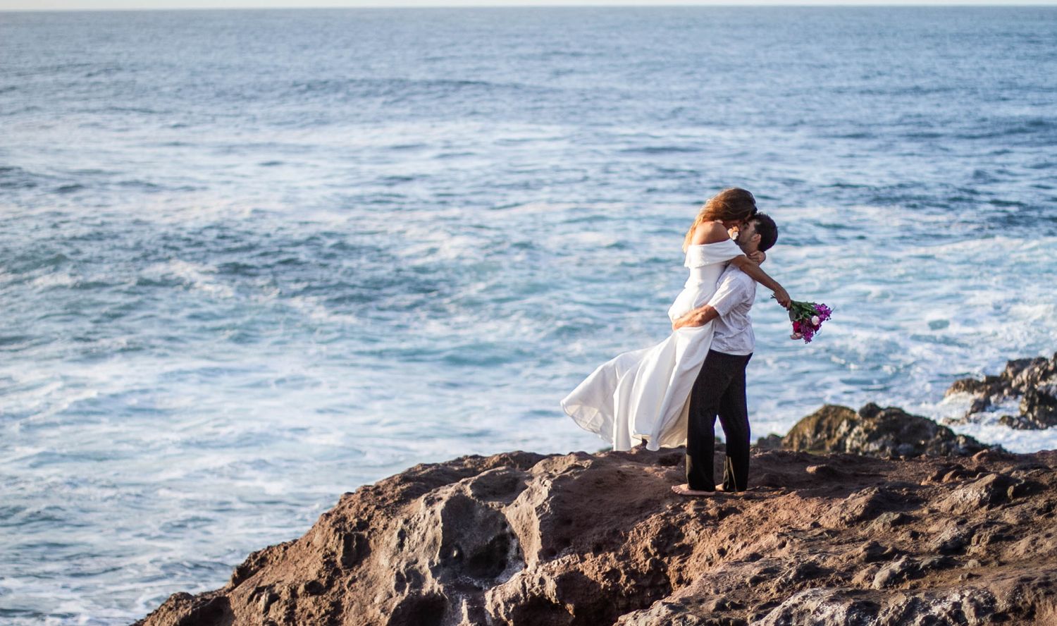 Wedding, Elopement, natural photography, couple in love on cliff top.