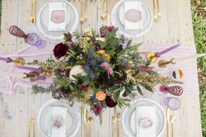 Wedding table setting, natural table settings in nature, wedding bliss
