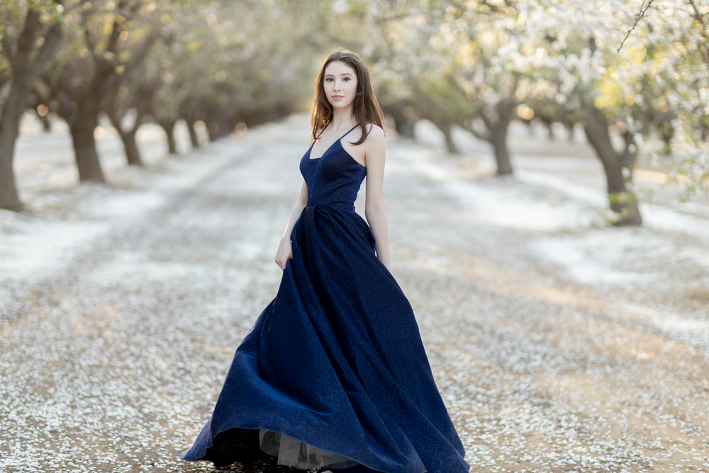 Quinceanera session at Almond Orchard Bakersfield