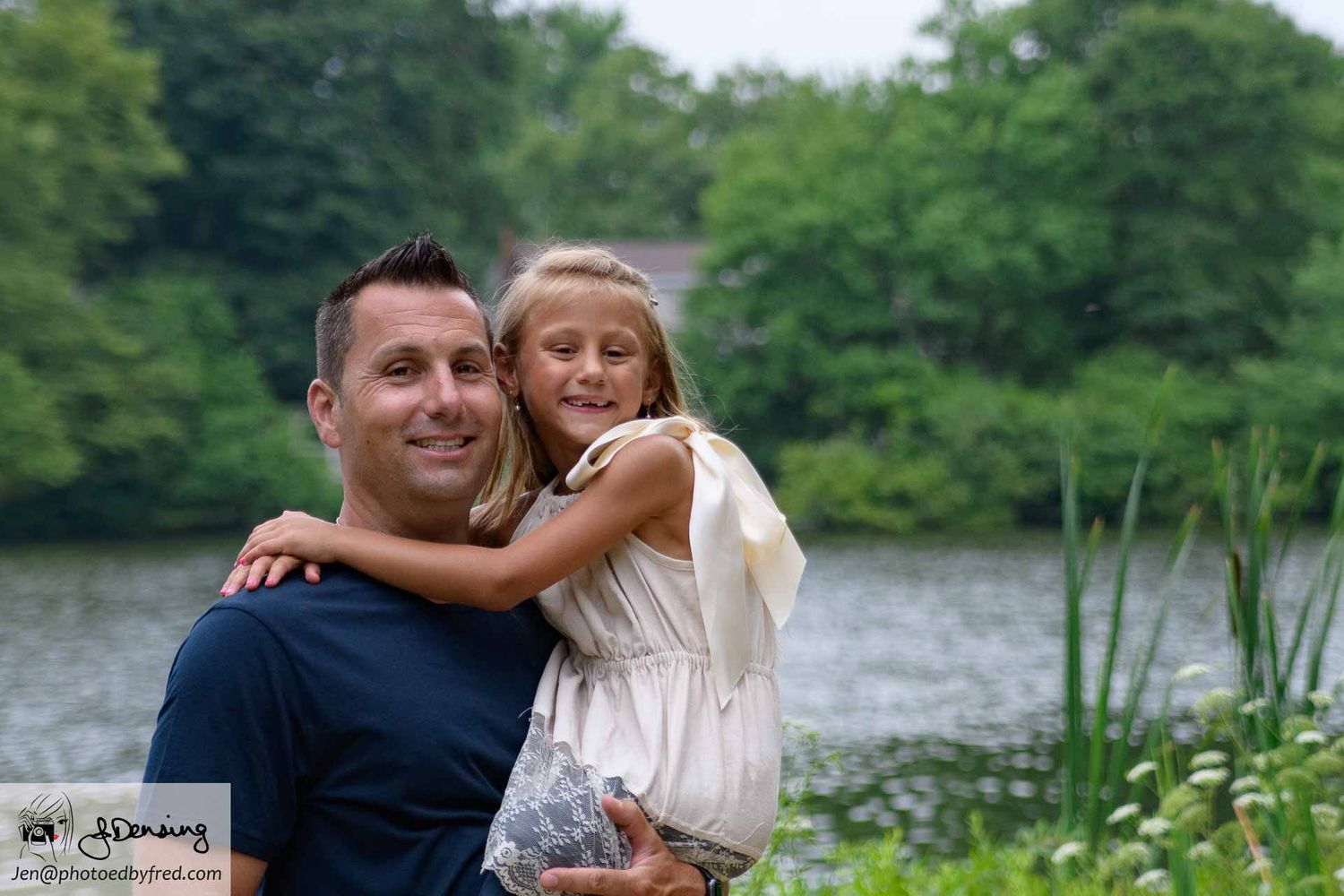 Father and daughter posing for family portrait. Oakdale Ny 
Jennifer Densing photographer