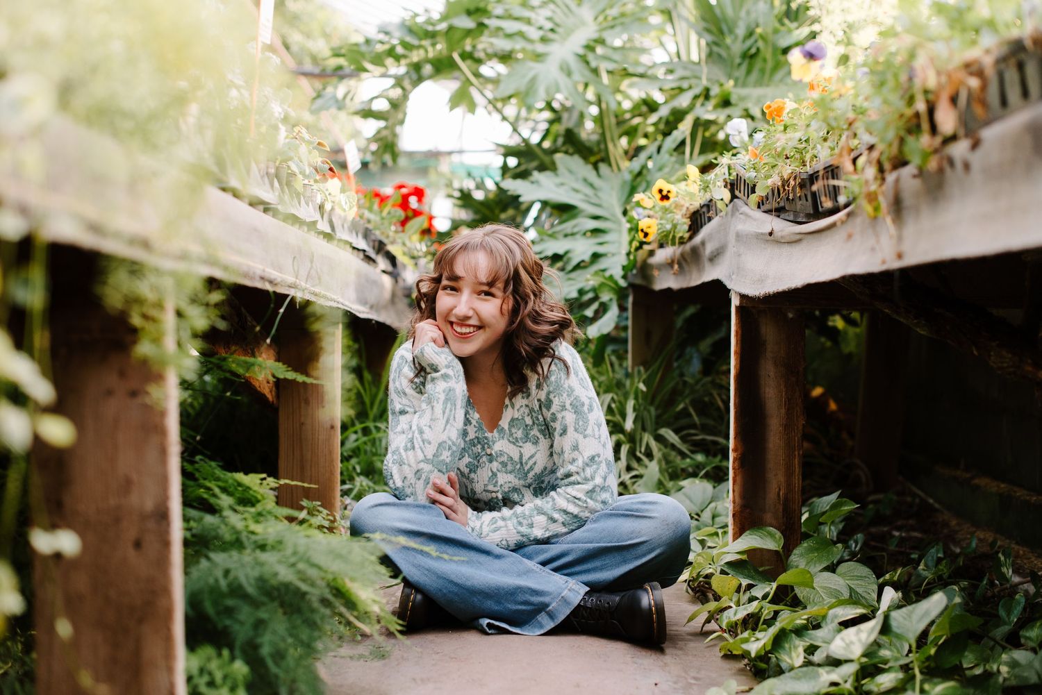 High school senior pictures Plant Kingdom greenhouse Wichita, KS