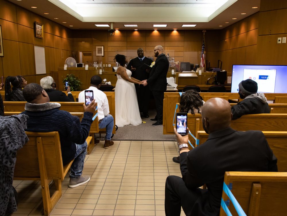 Small Wedding Ceremony. Court room wedding