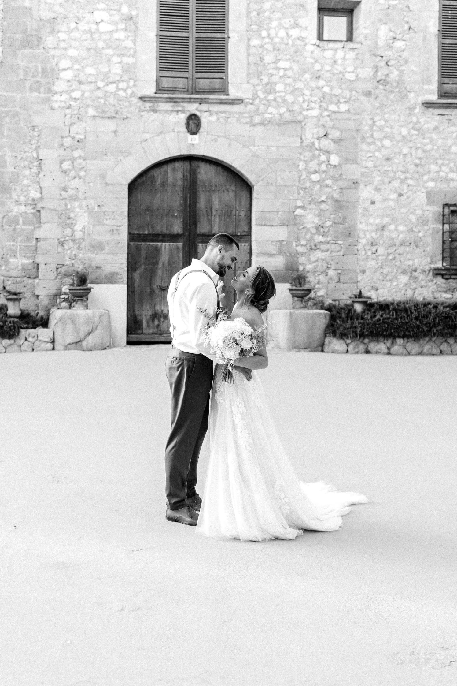 Mediterranean wedding in Mallorca, destination wedding photographer, Finca Son Termes, bride and groom