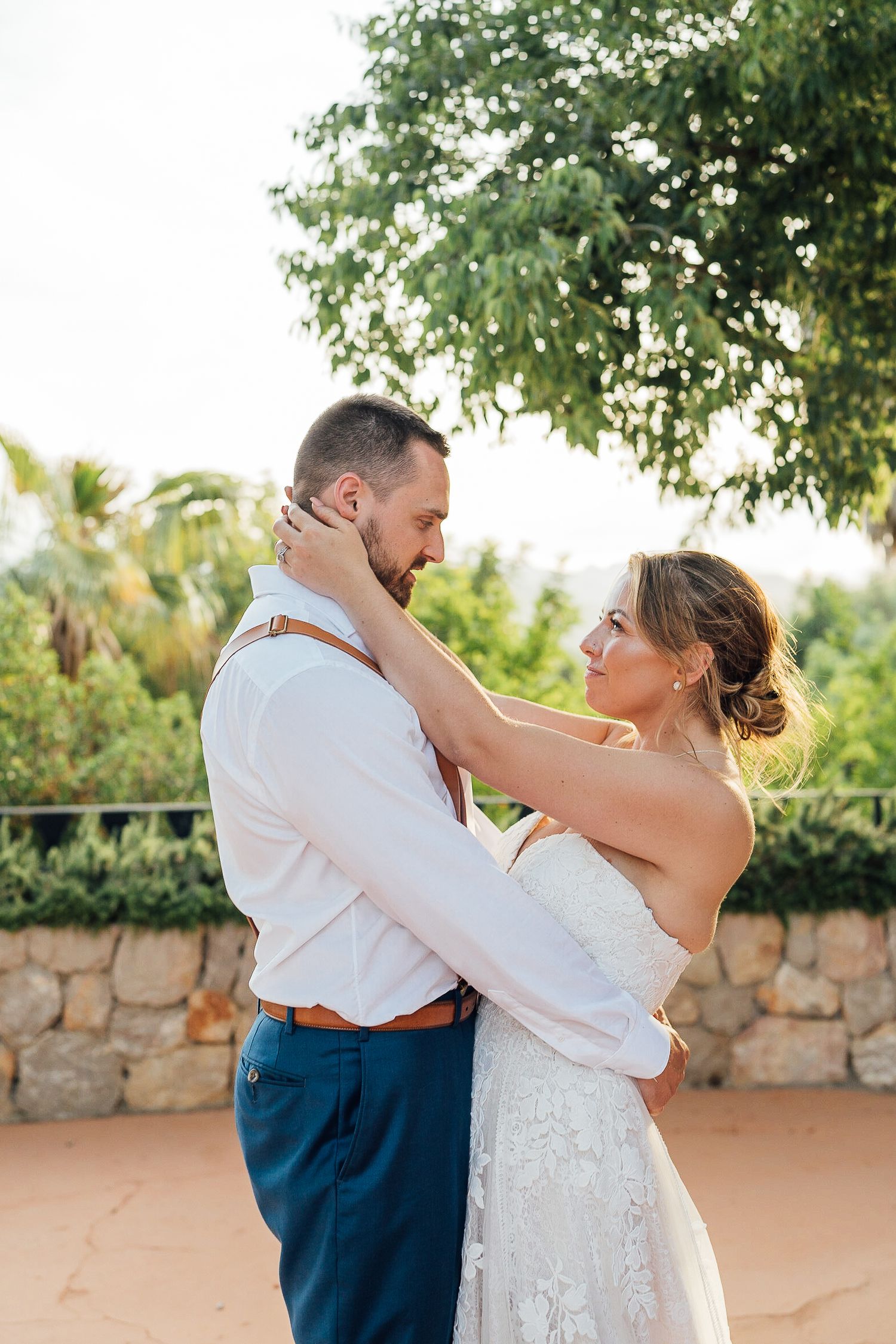 Mediterranean wedding in Mallorca, destination wedding photographer, Finca Son Termes, bride and groom