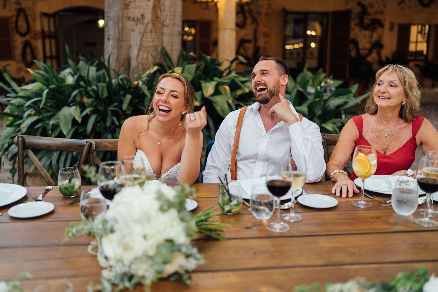 Mediterranean wedding in Mallorca, destination wedding photographer, Finca Son Termes, dinner