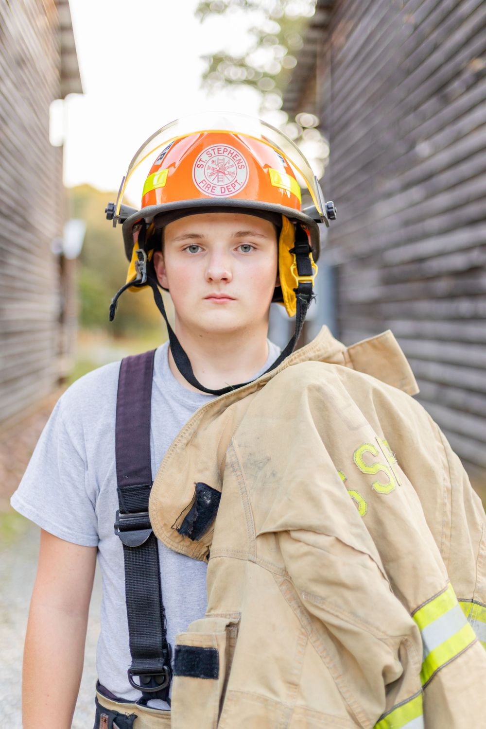 Firefighter photo shoot with natural lighting in Sherrills Ford