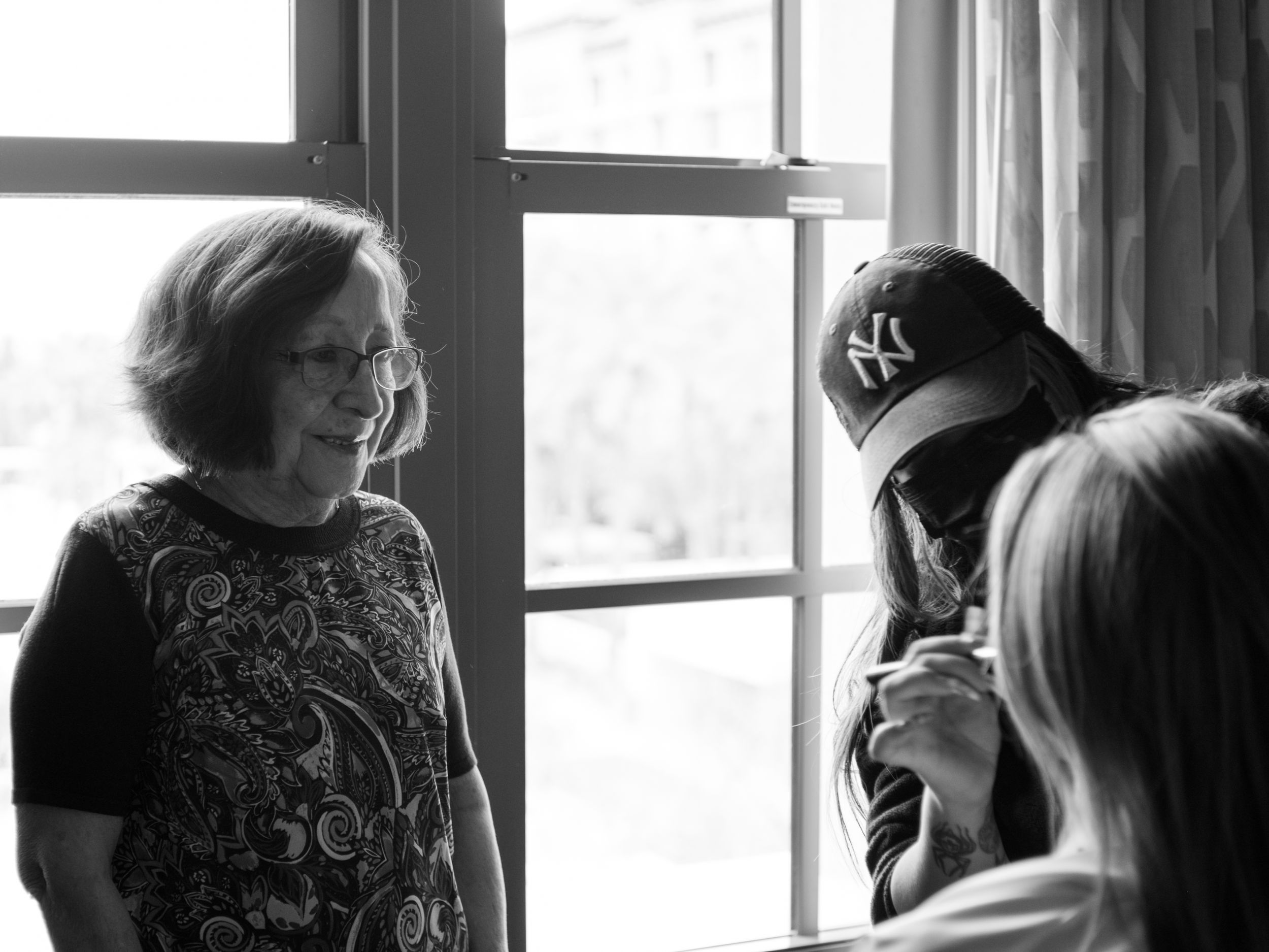 A mother admiring her daughter on her wedding day in Las Vegas.