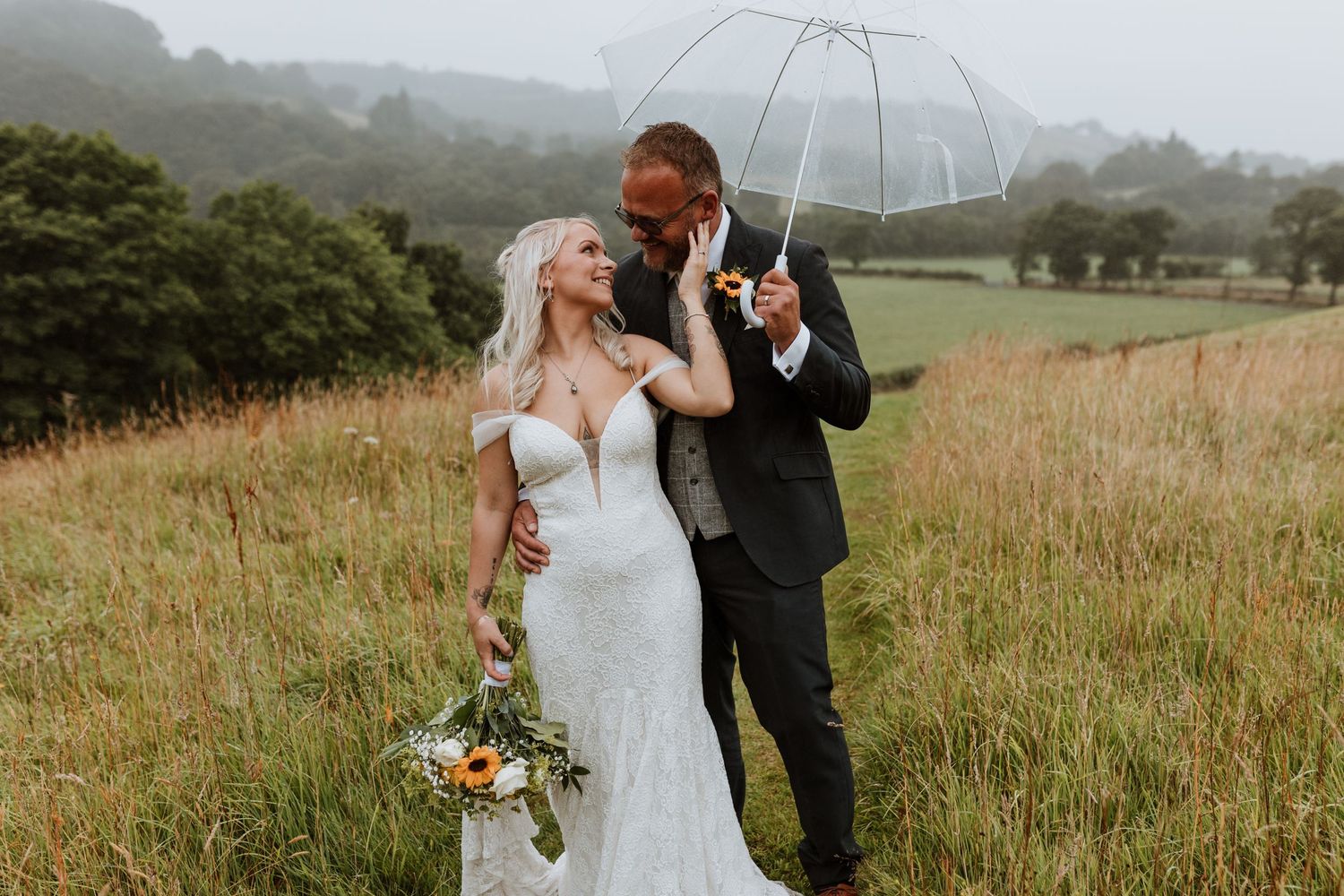Rain didn't stop these lovers at Glyngynwydd Wedding Barns, Llanidloes