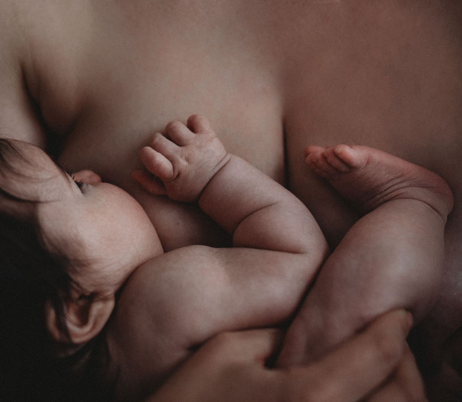 Artistic black and white newborn photography with dramatic shadows.