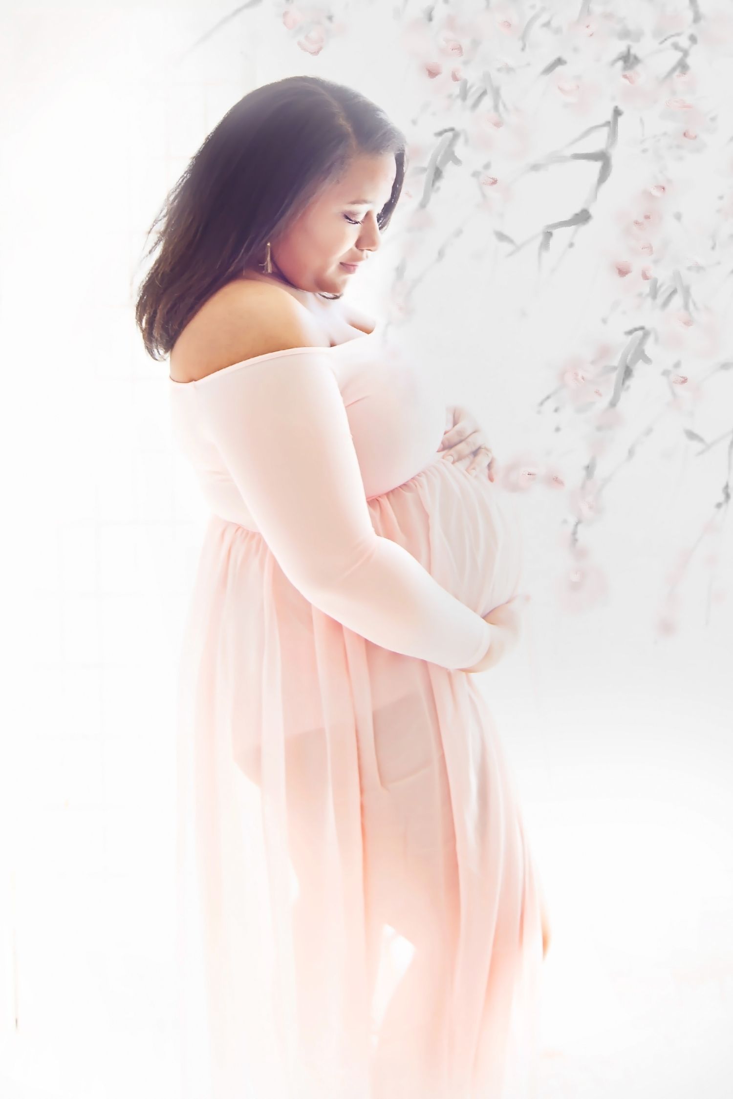 strapless open back dress Extra Long Silky Maternity Photoshoot Fabric main image 1