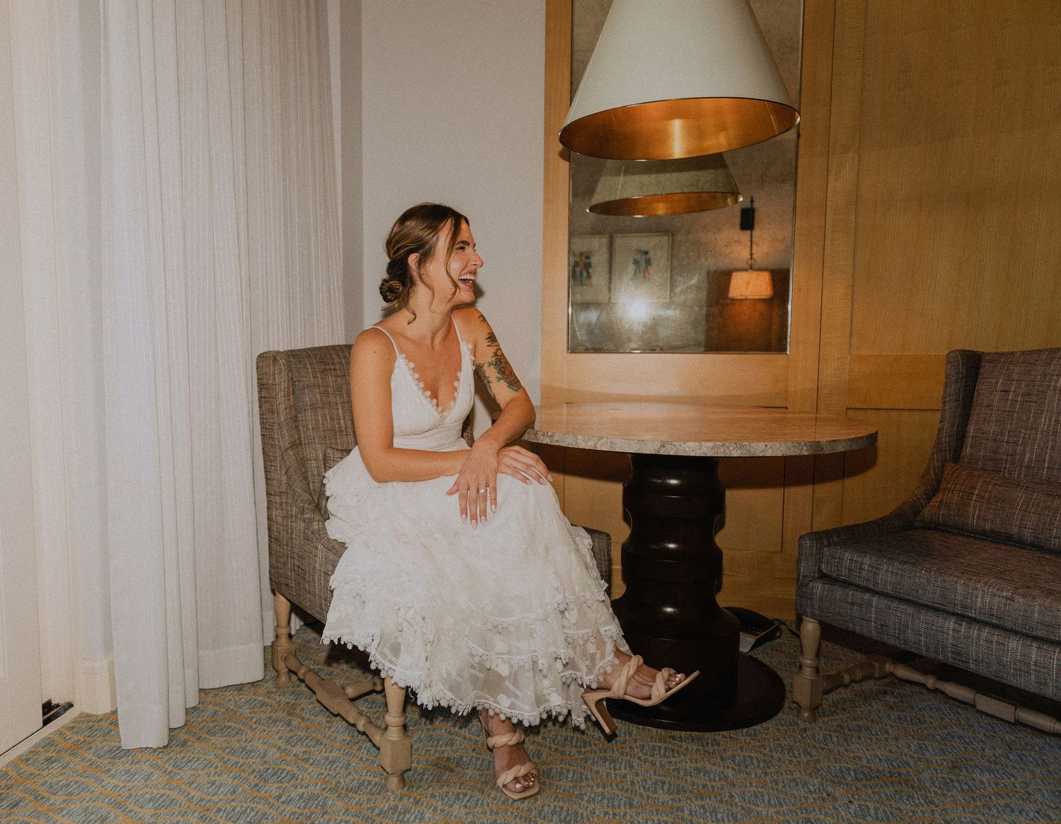 Terranea Resort bridal getting ready fun flash photo of bride