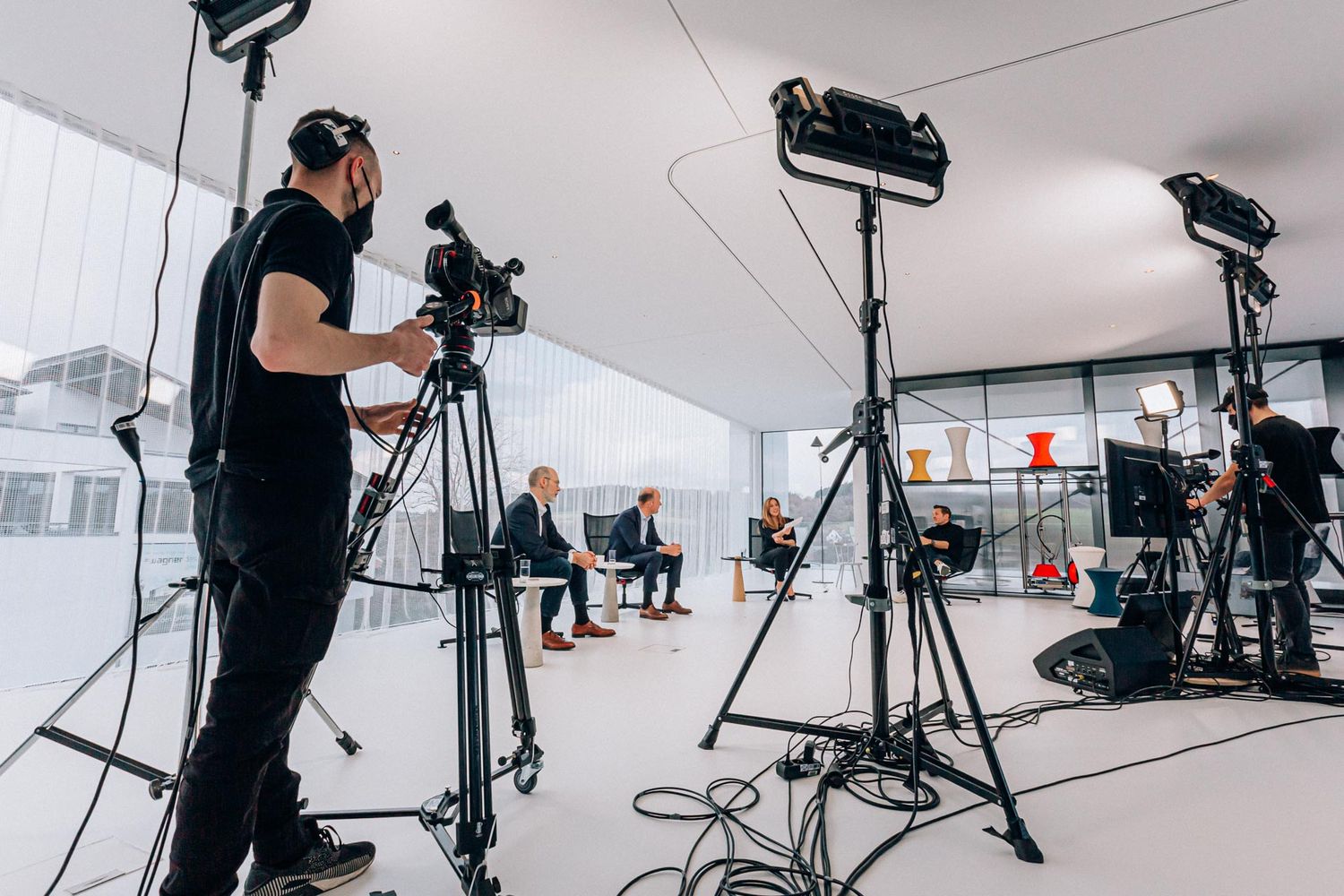Hinter den Kulissen bei einer Interview Situation