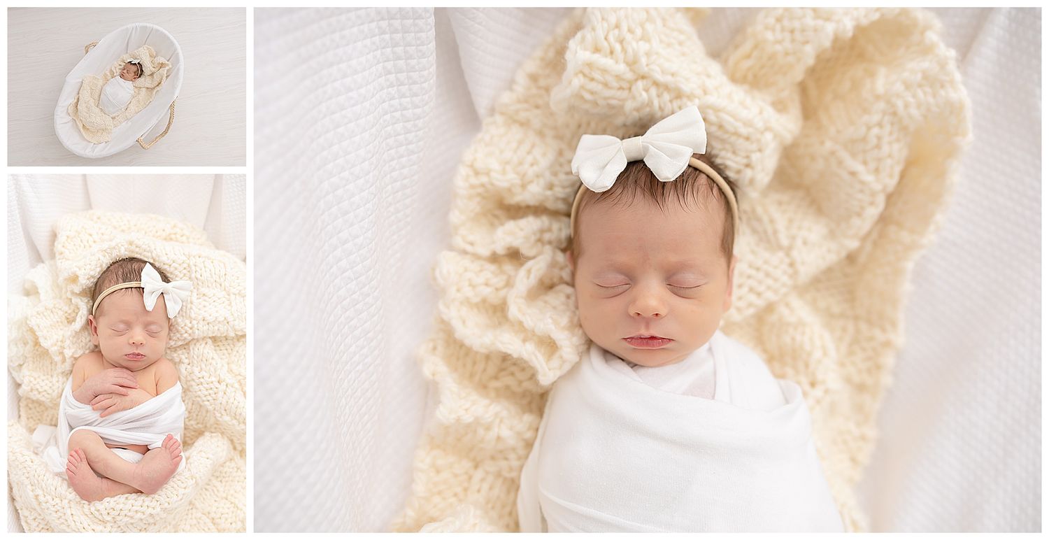 baby wrapped in white swaddle, cream blanket, newborn photographer chattanooga, maternity photo session hixson best