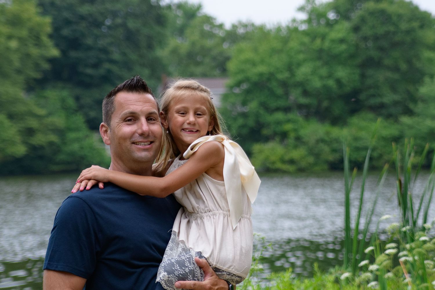 Father and daughter photo  near lake Photoed By Fred-Family Portrait- Patchogue, NY
