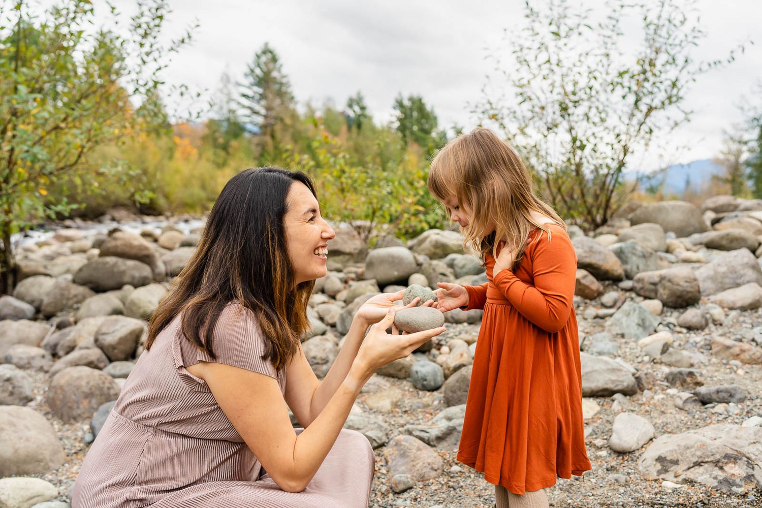 Mother playing with daughter in North Bend.