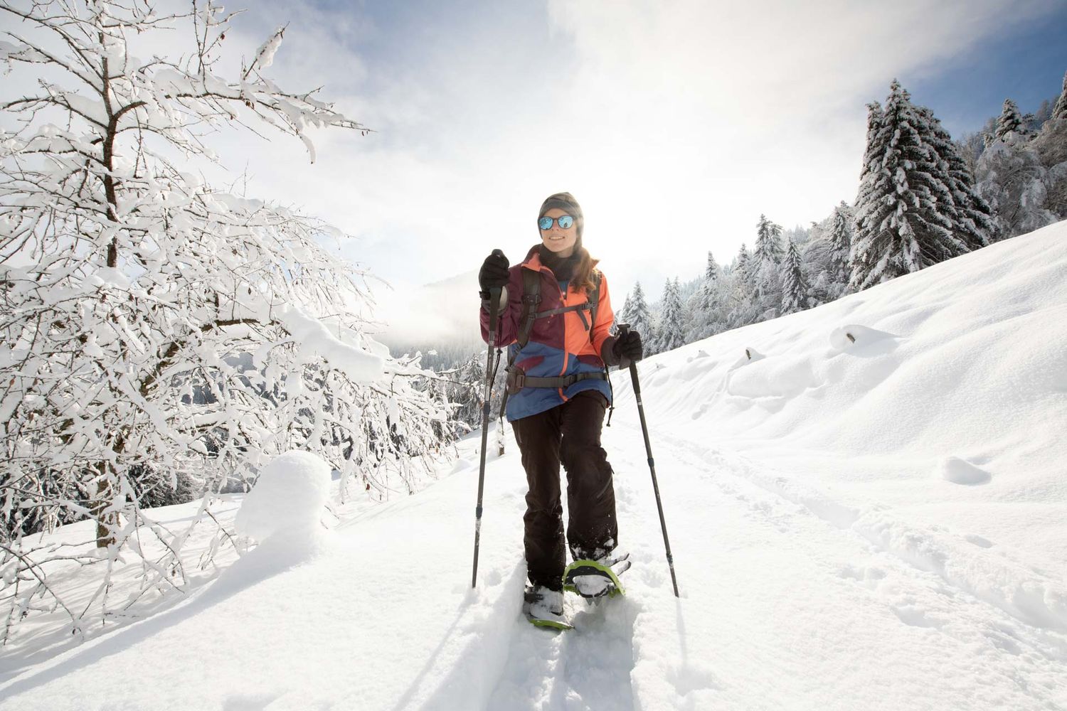 outdoor model winter snowshoeing