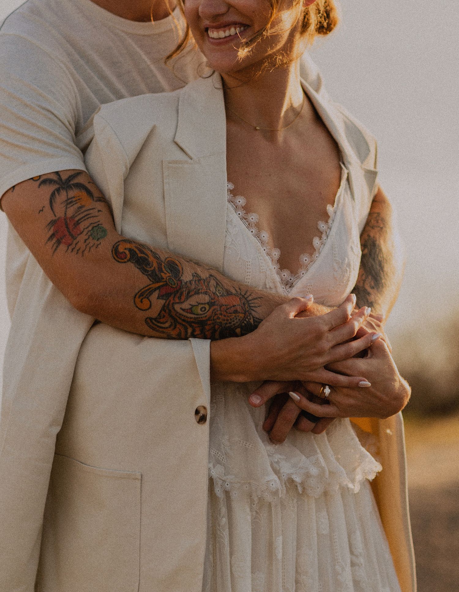 Bride and groom couple's portraits after a Palos Verdes cliffs wedding overlooking the ocean