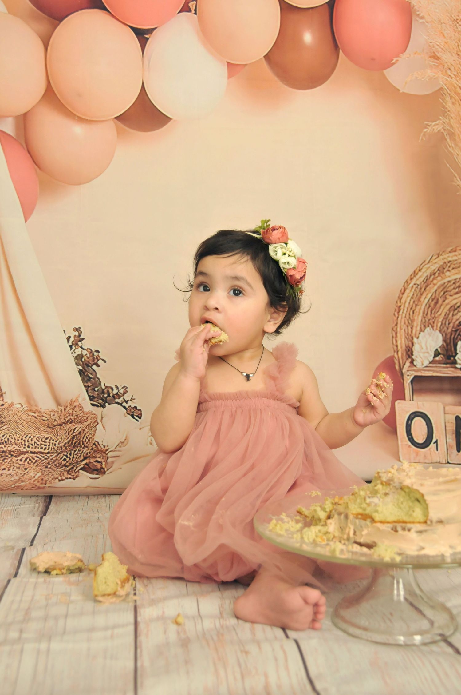 cake smash one year old image girl