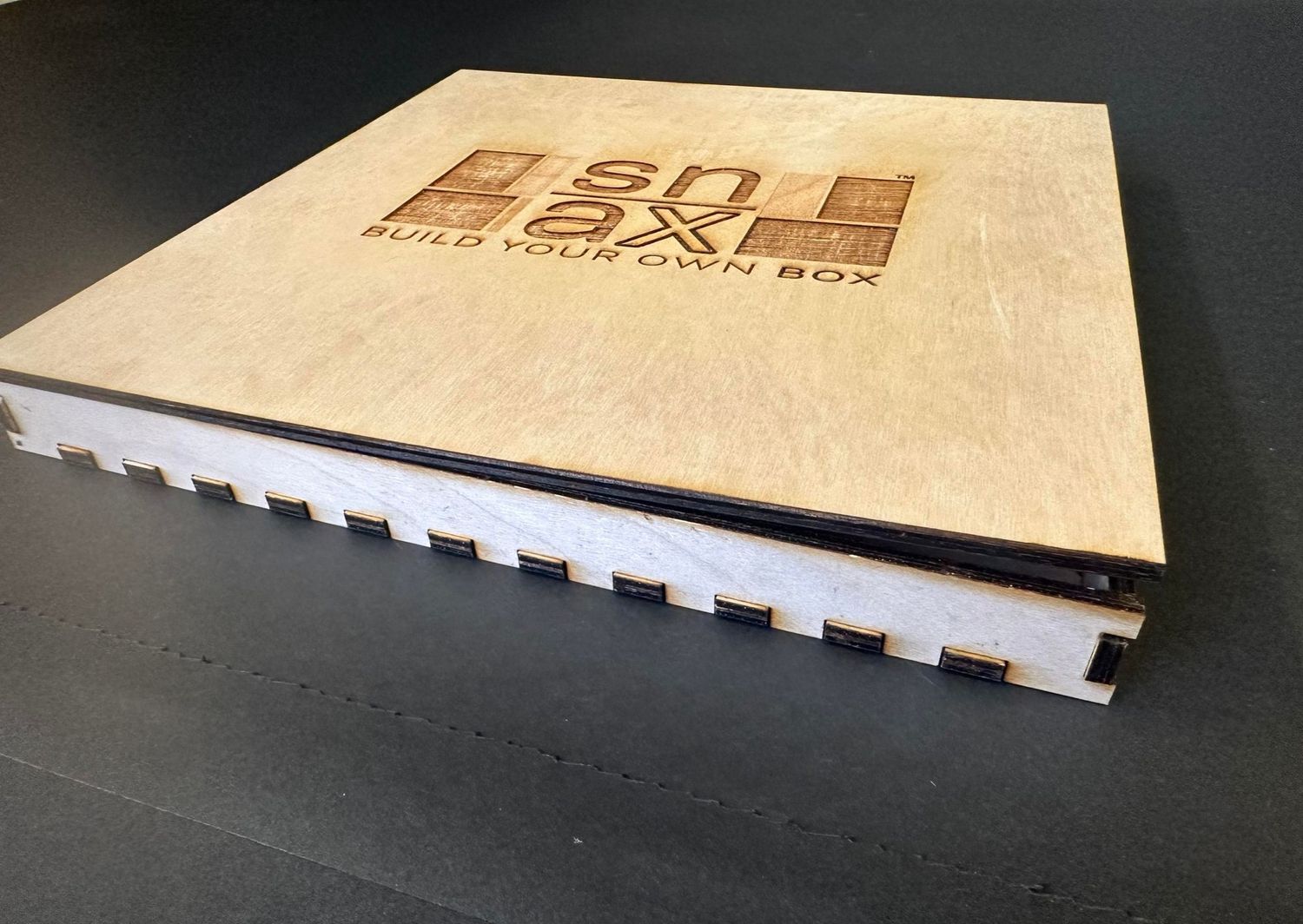angled view of Snax box