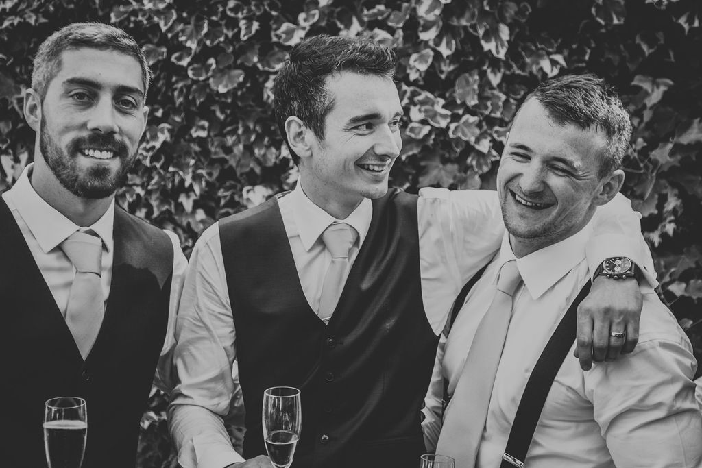Black and White of a Groom with his best men