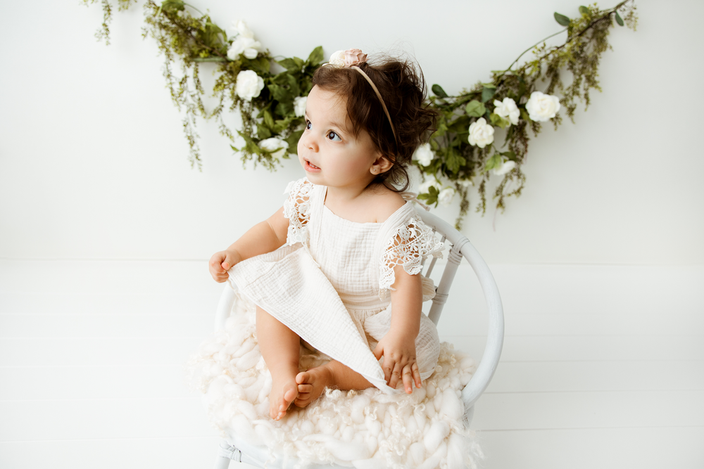 First Birthday baby girl portrait Ma.Mi. Photography Algonquin, IL