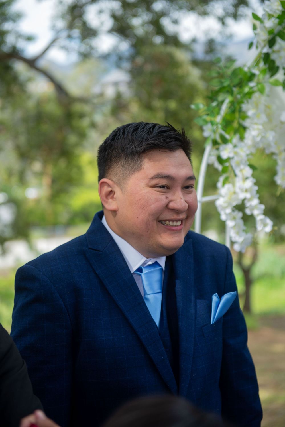Ojai valley inn California wedding, Groom excited to see his bride for the first time reveal