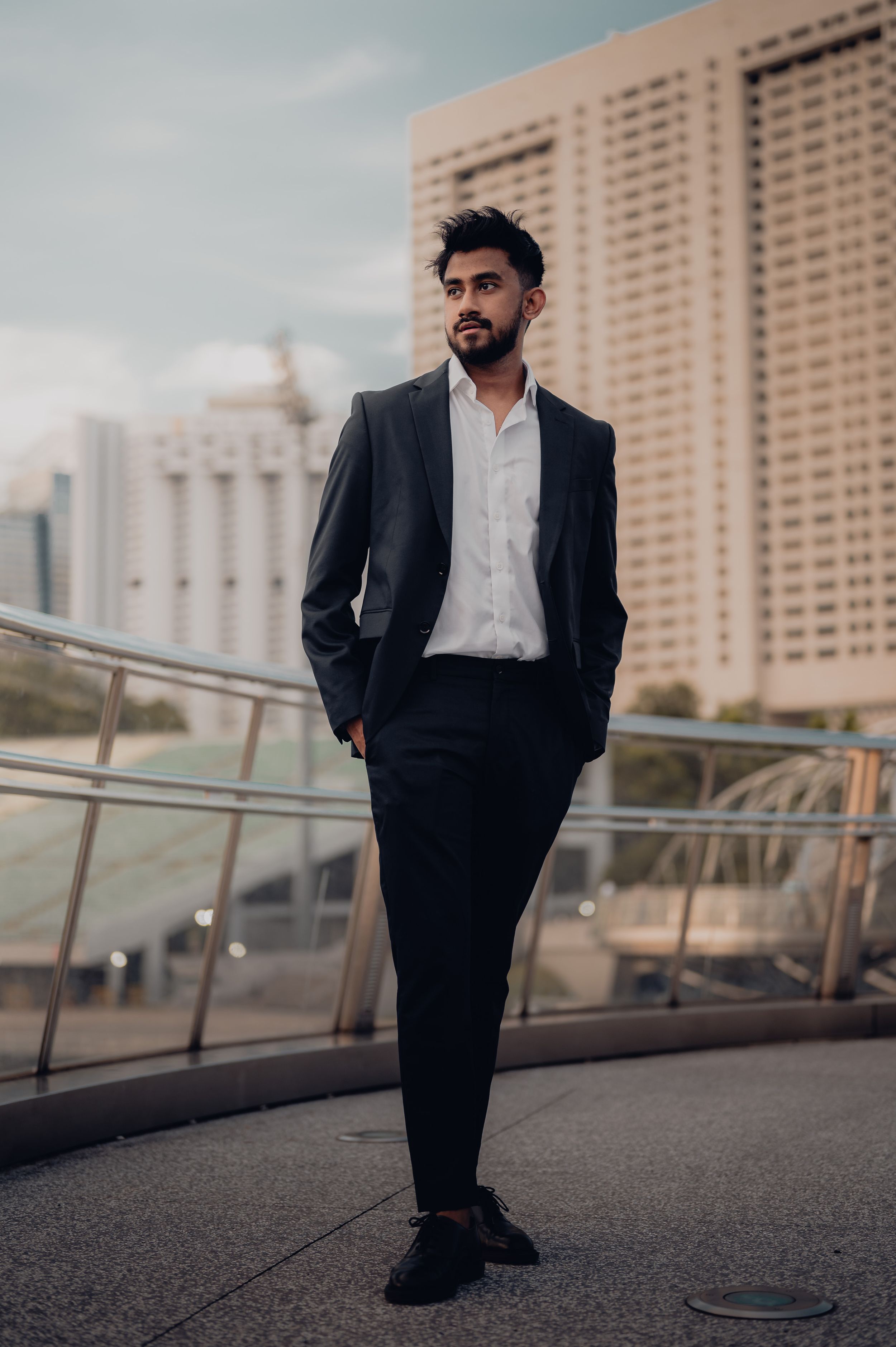 Outdoor portrait of man in Marina Bay