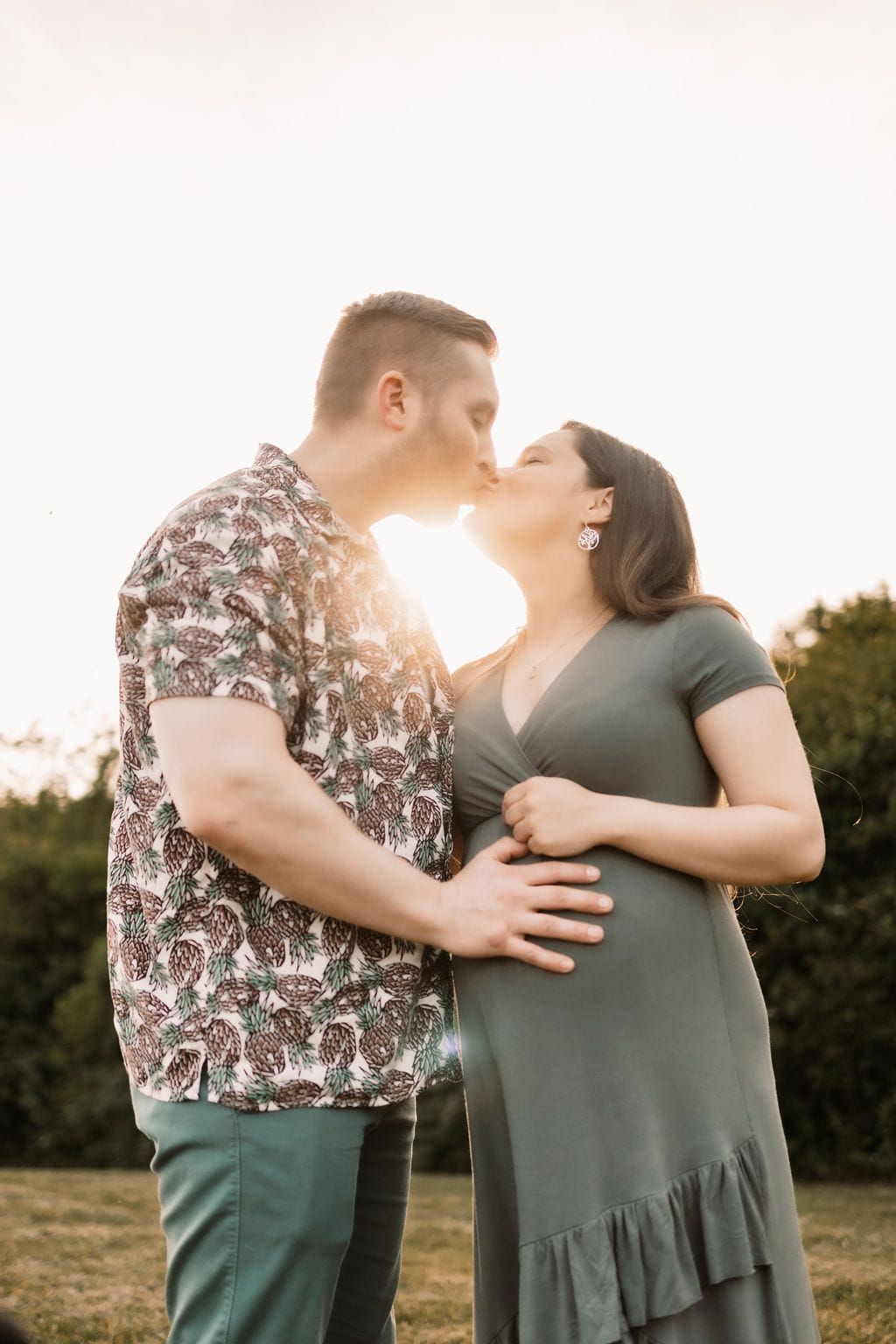 Golden hour maternity session for a beautiful couple in Oak Ridge.