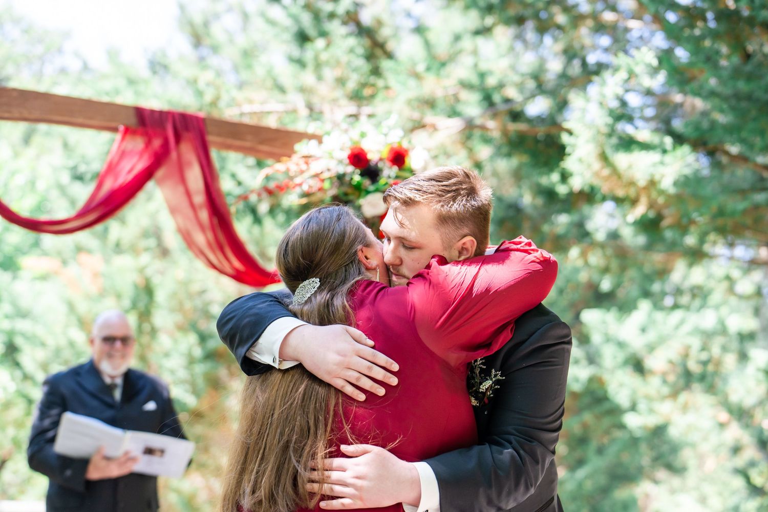 groom hugs his mom