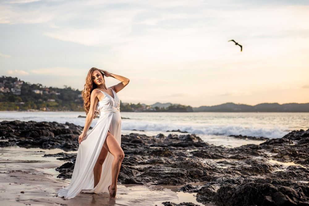 Pregnancy Portrait Sunset Photo Shoot in Flamingo Beach
