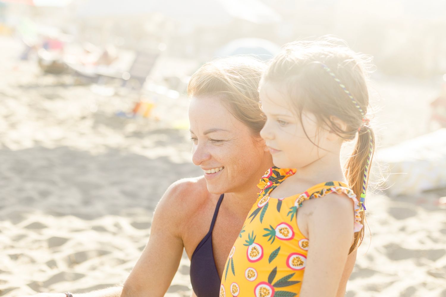 Mom and her daughter at Malaga beach