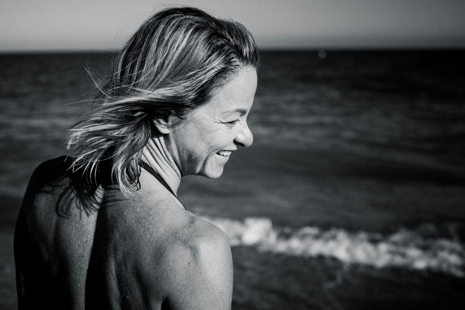 Mom smiling at the beach