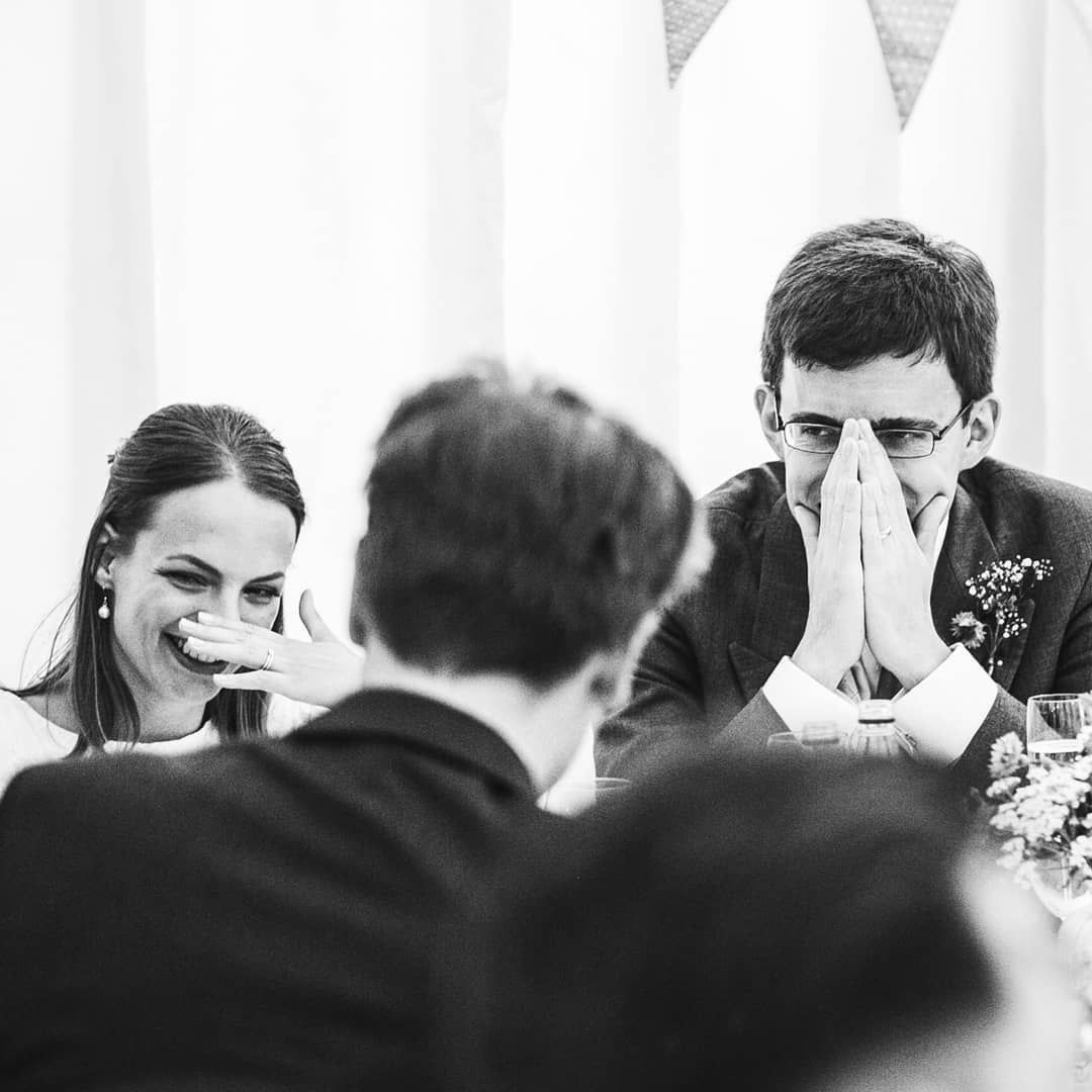 laughing natural wedding shot