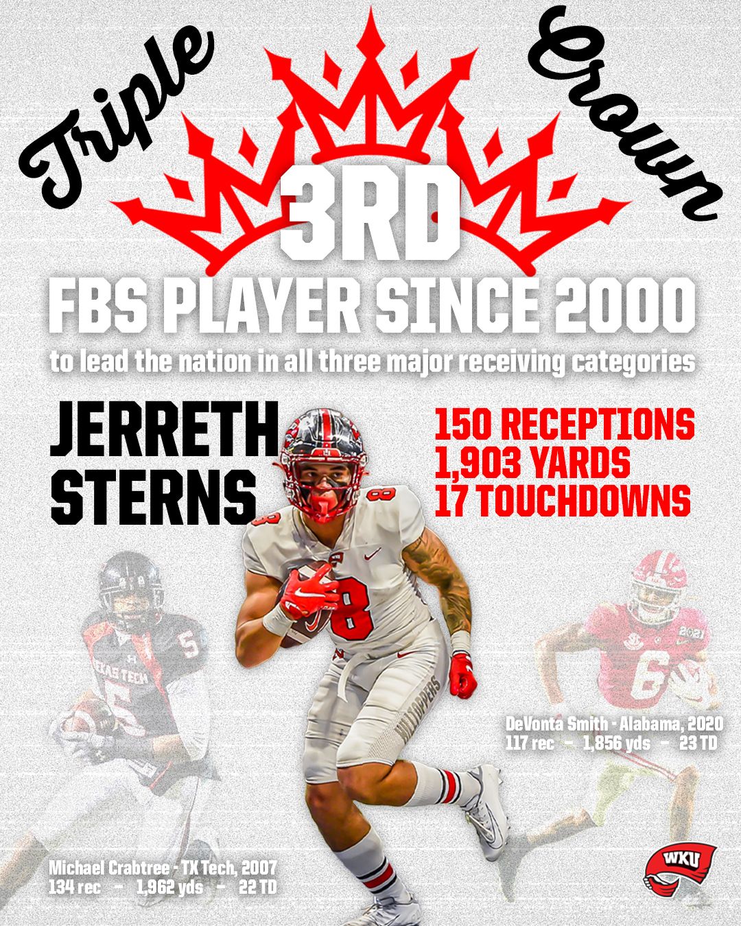 WKU Football's Jerreth Sterns won the receiving "Triple Crown"