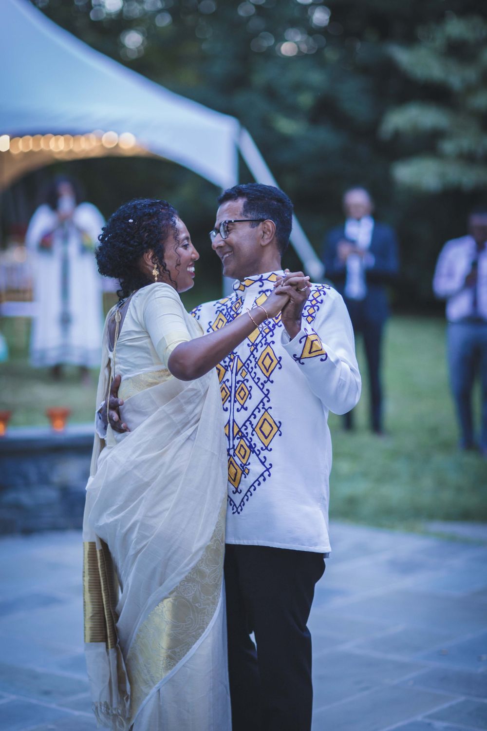 Married Ethiopian bride and Indian groom doing there first dance