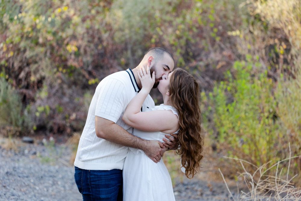 Engagement session at five mile recreation area, Bidwell Park, Chico, California bamboo in background
