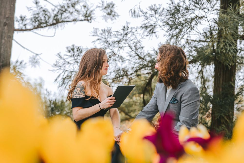 Elopement vow exchange at US National Arboretum captured by Washington DC elopement photographer
