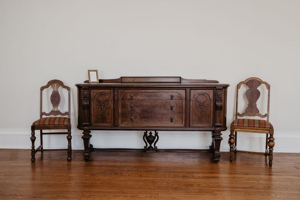 antique sideboard and chairs
