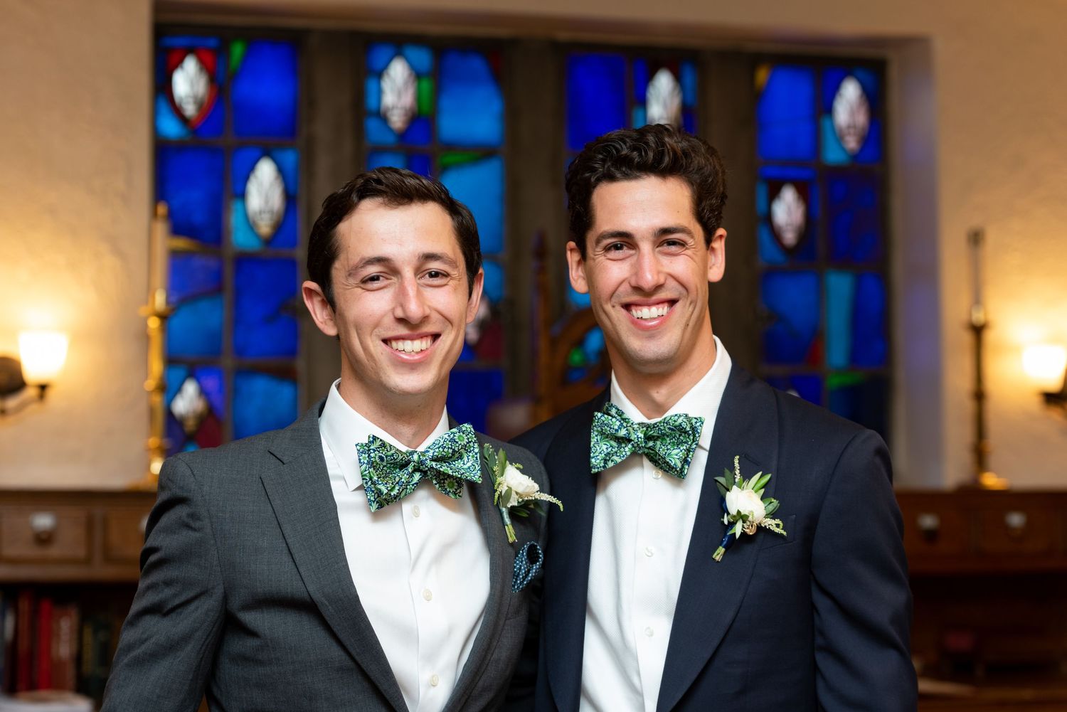 Groom and best man at Corpus Christi Parish wedding Portsmouth NH