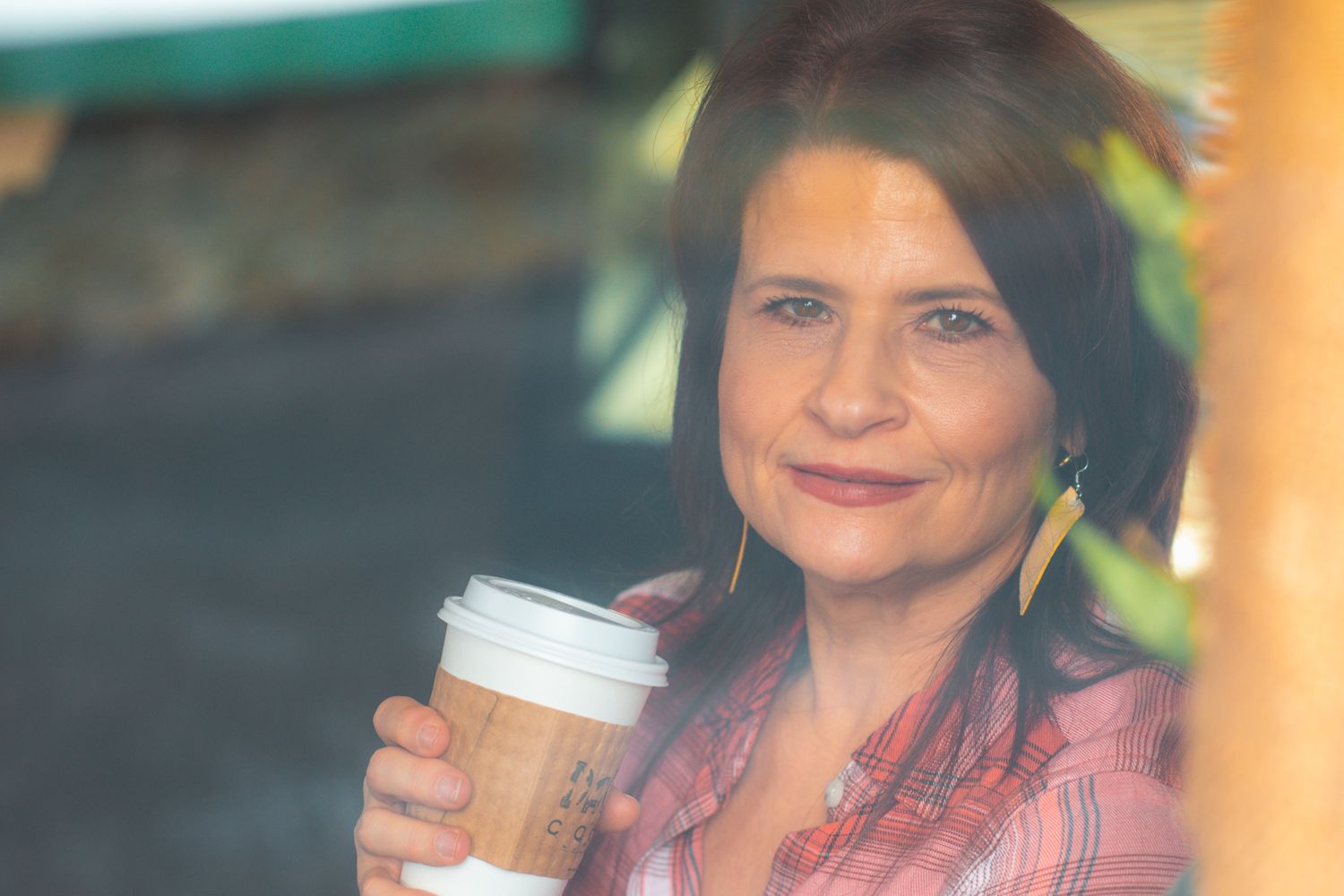 woman drinking coffee