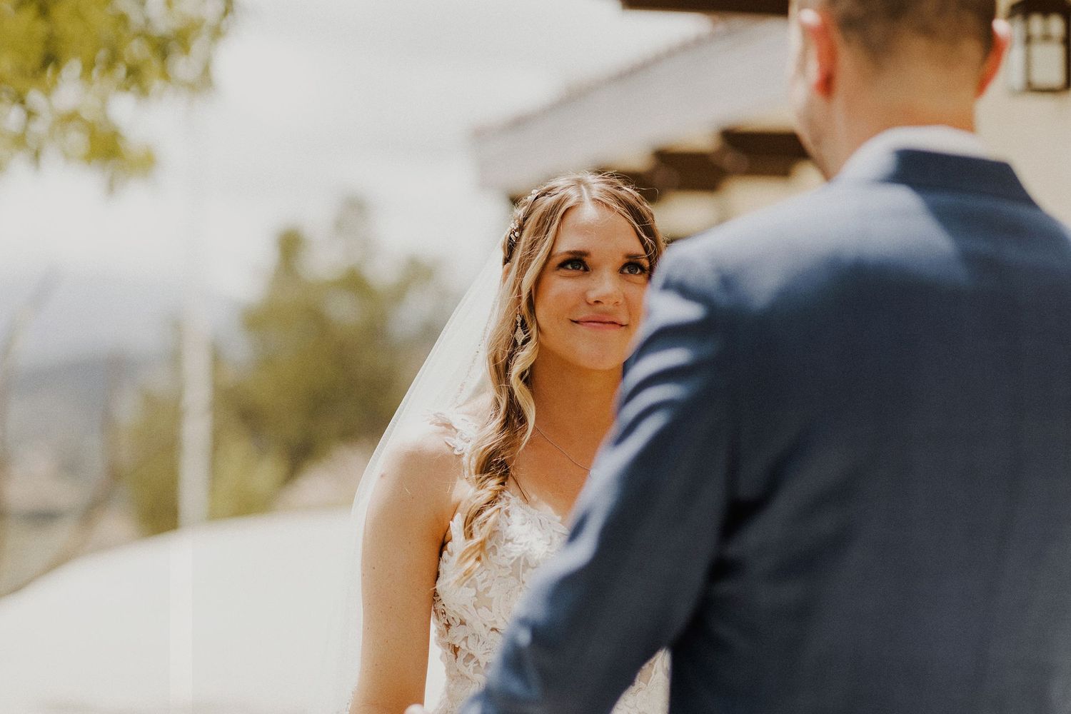 E Noelle Photography in-home wedding in Hidden Hills Los Angeles, first look