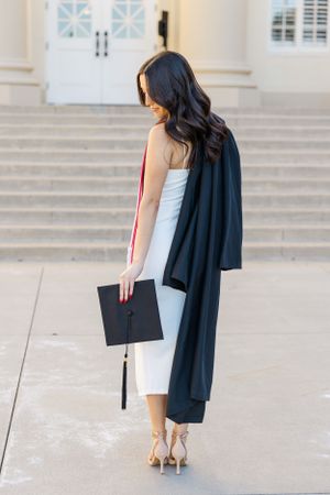 Cap and gown college grad session at Chapman University